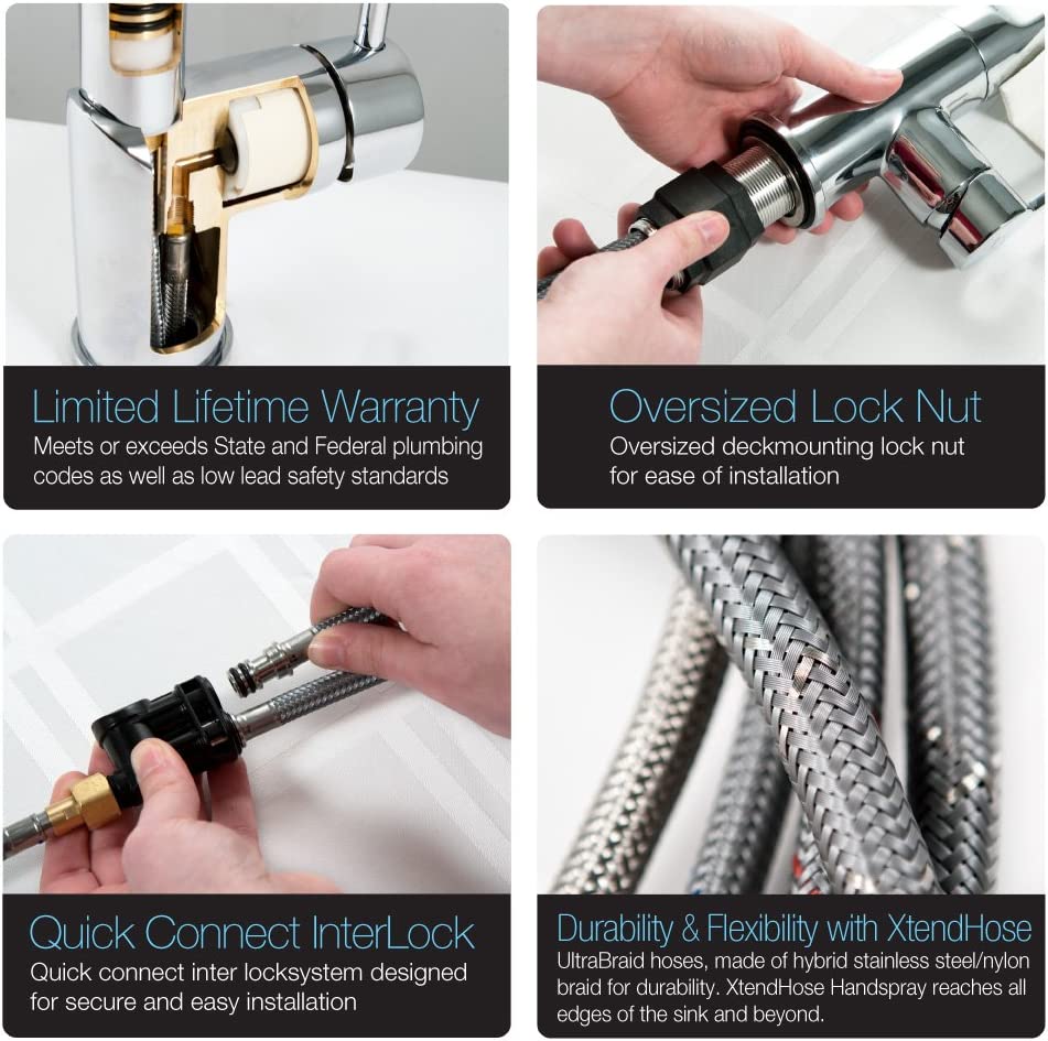 Houzer Scepter Pull Out Kitchen Faucet with CeraDox Technology, Antique Copper (SCEPO-263-AC)
