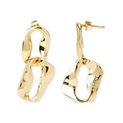 Scoop Womens 14KT Gold Flash-Plated Organic Link Hoops