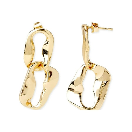 Scoop Womens 14KT Gold Flash-Plated Organic Link Hoops