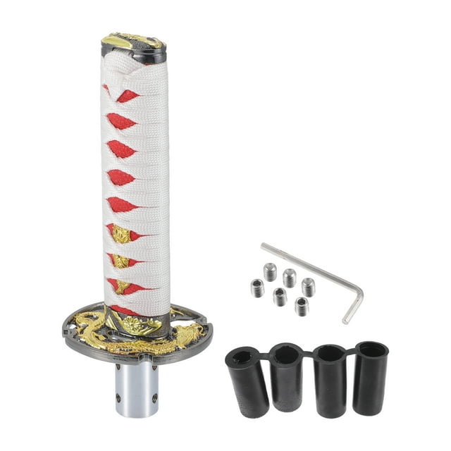 1Set 20cm Universal Shift Knob - Car Gear Shifter Knob with 4 Adapter for Automatic and Manual Vehicle - Aluminum Alloy Iron White Red