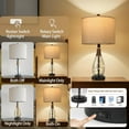 thumbnail image 2 of 23" USB +C Table  with Two Light Points, Modern Bedside Lamps for Bedroom Living Room, Retro Farmhouse Rattan Glass Nightlight, 2 of 8
