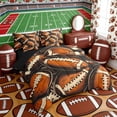 thumbnail image 2 of Erosebridal Retro Football Pattern Bedding Comforter Set, Vintage Sports King Bedding Sets for Men and Boys, Black Reversible 7pcs, 2 of 6