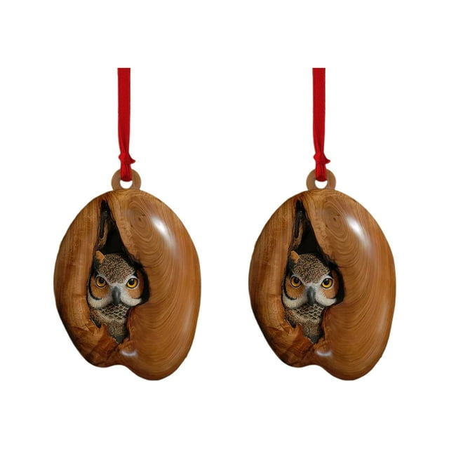 Animal Christmas Decorations Christmas Tree Animal Patterns 2D Acrylic Ornaments Forest Animal Decorations Christmas Tree Ceiling Christmas Decoration Souvenirs Gifts Owl B