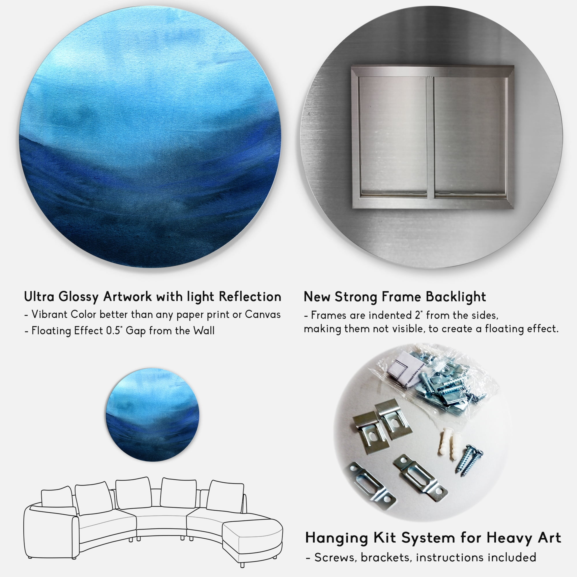 Designart 'Aquatic Underwater Compostion' Nautical & Coastal Circle Metal Wall Art 36x36 - Disc of 36