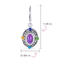 thumbnail image 4 of Bling Jewelry Womens Western Multicolor Dangle Gemstone Earrings Purple Turquoise Sterling Silver, 4 of 5