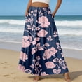 thumbnail image 2 of LWavelet Women Floral Print Tiered Maxi Skirt Elastic Waist With Pockets Boho Summer Long Skirt Navy S, 2 of 6