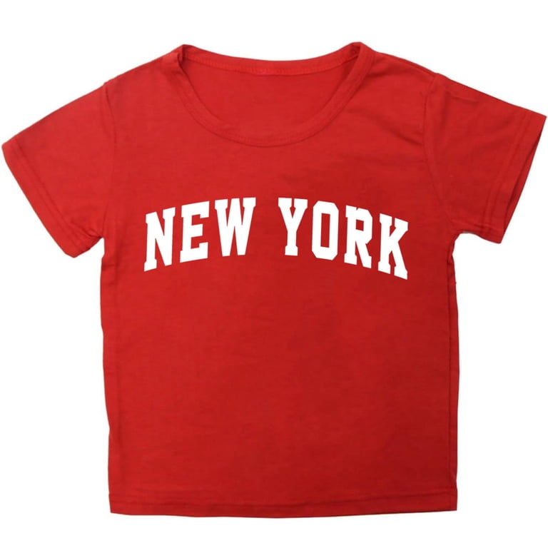 T-shirt Basique Manches Courtes Pour Fille NEW YORK CITY - Rouge, Taille 14 - Coton Doux Et Confortable, Idéal Pour Toutes Les Saisons