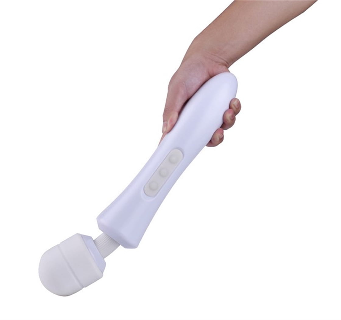 Happon Cordless Personal Wand Massager, USB Rechargeable Neck Shoulder Foot Handle Back Massager Device,10 Powerful Modes and 8 Speed Soft Silicone Electric Body Massager for Men Women (White)