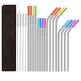 thumbnail image 1 of 1 Set- Stainless Steel Straw Set Silicone Mouth Portable Metal Straw Brush, Silver, 1 of 6