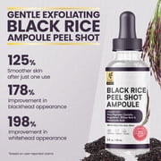 Okaga Black Rice Peel Shot Ampoule, Black Rice Exfoliant Soft Exfoliating Face Peel, Dead Skin, Rice Exfoliator for Face, Pore Minimizer Hydrating Formula for Smooth Radiant Skin, All Skin Types 90mL