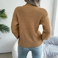 thumbnail image 6 of Miluxas Plus Size Sweater Tops On Seasonal Clearance Women's Colorful Long Sleeve off Shoulder Knit Sweater Crew Neck Sweater Khaki 6(M), 6 of 6