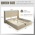 thumbnail image 2 of iPormis Queen Size Bed Frame with Lift up Storage & Wingback Headboard, Upholstered Linen Bed Frame with Storage, Hydraulic Storage, Beige, 2 of 9