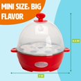 thumbnail image 4 of Tasty Mini Rapid Egg Cooker Capacidad Para 5 Huevos Para Huevos Duros O Tortillas Perfectos Apagado Automático Rojo, 4 of 5