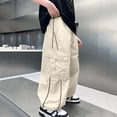 thumbnail image 4 of zbxnLI Boy's Wide Leg Pants Elastic Waist Drawstring Quick Dry Casual Pants Kids Baggy Fashion Trousers with Pockets, 4 of 8