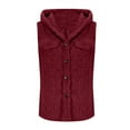 thumbnail image 6 of Kaemgyyd Womens Fuzzy Sherpa Jacket Lightweight Fleece Vest Cozy Sleeveless Button down Cardigan Coat Outerwear with Hood, 6 of 6