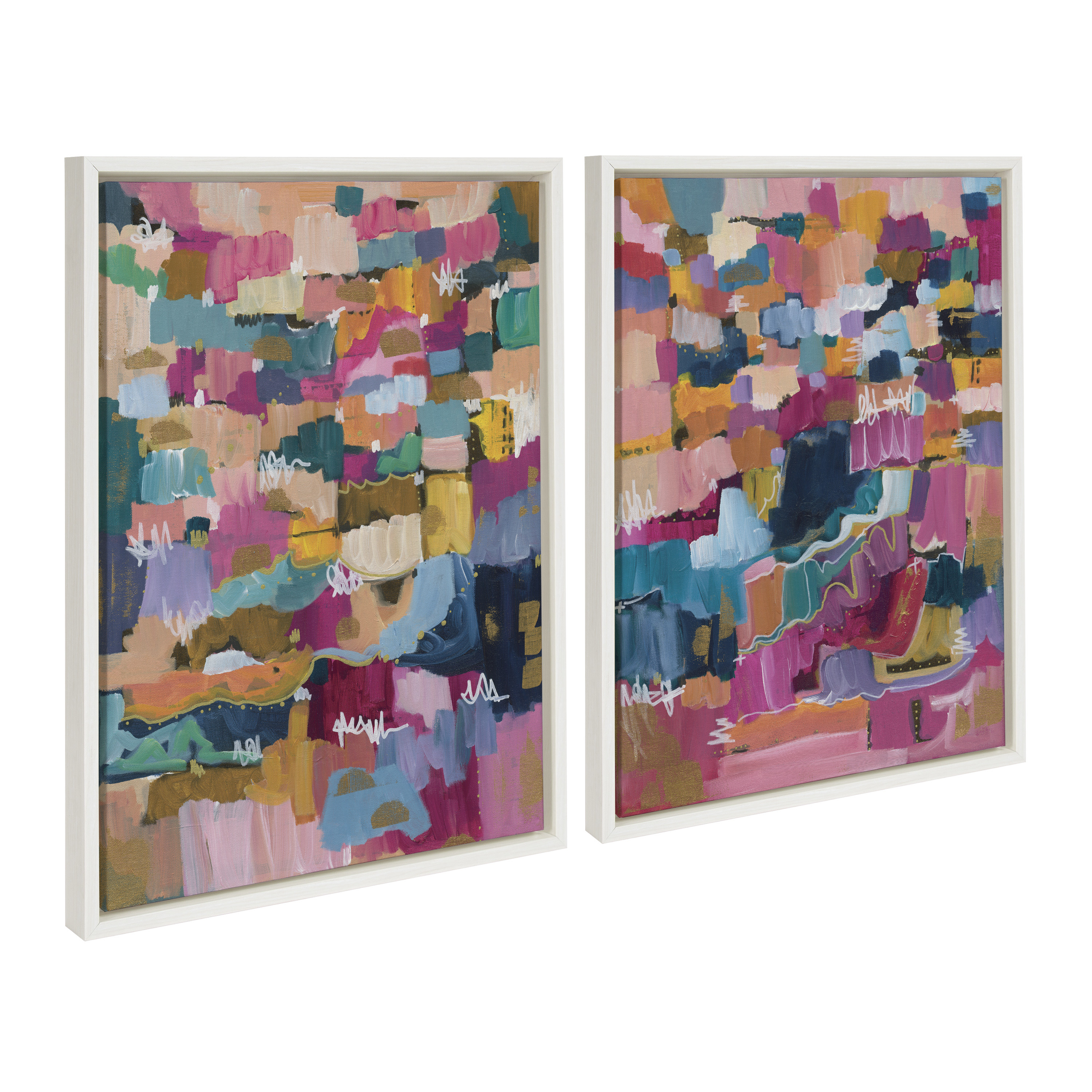 Sylvie Applause 18 in x 24 in Framed Painting Canvas Art Prints, by Kate and Laurel Set of 2