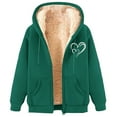 thumbnail image 2 of GaThRRgYP Winter Coats for Women,Women's New Fashionable Printed Fleece Hooded Sweatshirt Jacket Army Green XXL, 2 of 4