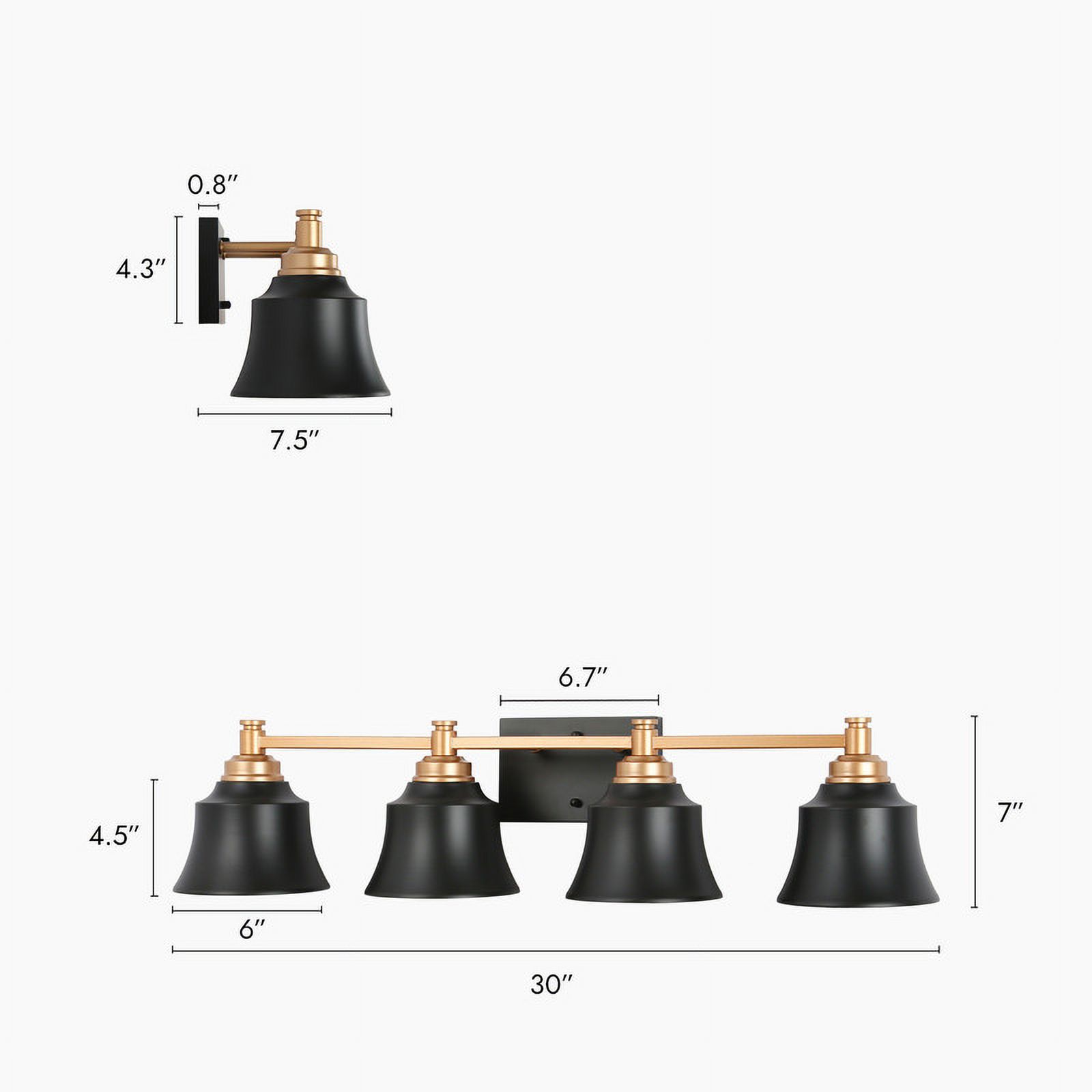 LNC Phapricornus 30-in 4-Light Matte Black LED Industrial Vanity Light Bar