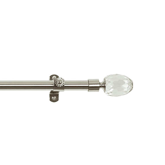 Crystal Acorn Decorative Telescopic Metal Curtain Rod with Modern Crystal & Metal Finials - Adjustable Size: 66" to 120"