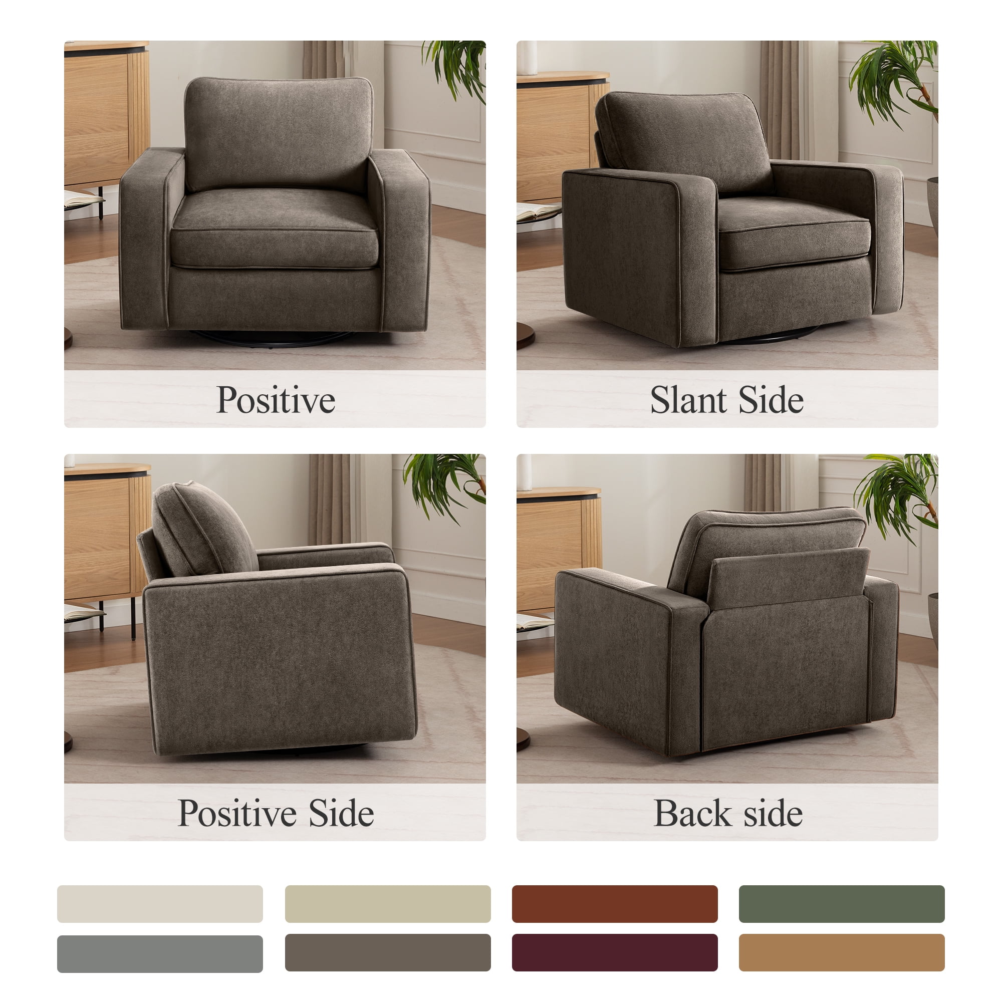 COOLHUT 360° Swivel Accent Chair Set of 1, 36.2" Wide Accent Chair Armchair, Comfy Upholstered Single Sofa Chair for Living Room and Bedroom, Coffee