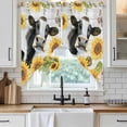 thumbnail image 6 of Retro Farmhouse Floral Swag Valances for Windows, Kitchen Curtains 36 Inch Length 2 Panels Set, Yellow Sunflowers Cows Butterfly Wood Short Curtains for Small Windows Rod Pocket Cafe Curtains 28"x36", 6 of 8