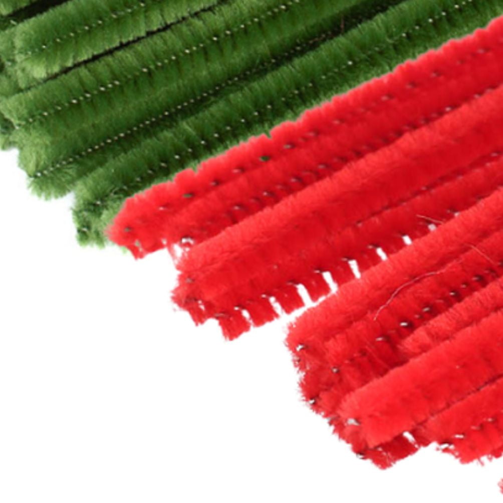 108pc Red and Green Extra Long Pipe Cleaners - for Crafts and Christmas - Factory Direct Craft