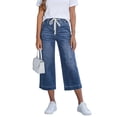 thumbnail image 6 of Women's Baggy Barrel Jeans Print Denim Ankle Pants Patchwork Wide Leg Style, 6 of 8