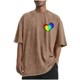 thumbnail image 3 of Wavsuf Mens Graphic Shirts for Men Tees Short Sleeve Fashionable Stripe Button T Shirt Coffee Size 3XL, 3 of 6