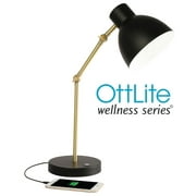 OttLite Adapt LED Desk Lamp with USB Port - Office, Bedroom, Crafts, Reading, Black, Metal