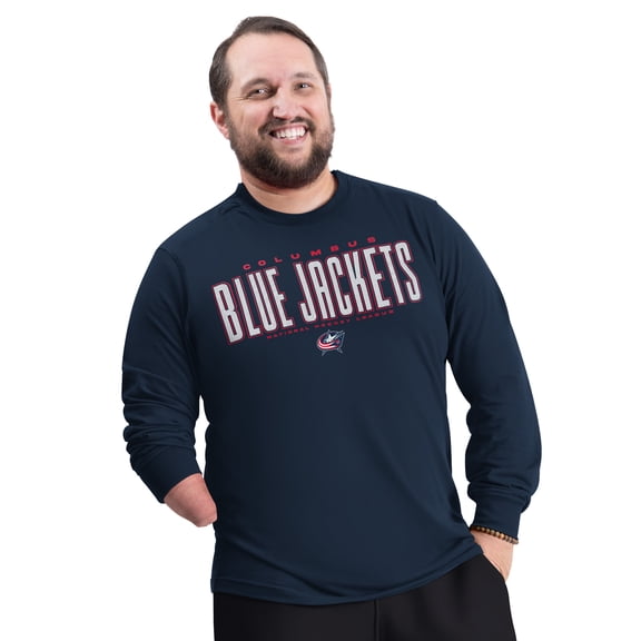 Men's G-III Sports by Carl Banks Navy Columbus Blue Jackets Adaptive Mesh Effect Long Sleeve T-Shirt