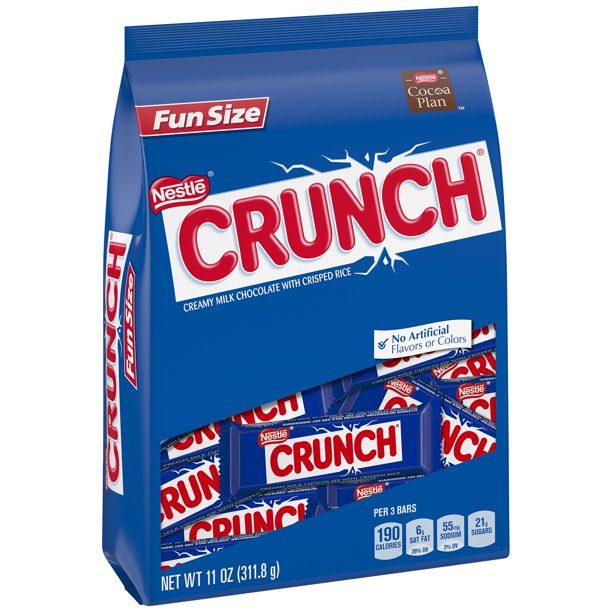 (3 Pack) Nestle Crunch Chocolate Bar, Fun Size, 11 oz