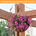 thumbnail image 4 of Artificial Hanging Baskets with Flowers - 12 Inch Fake Rose Flowers in Hanging Basket for Outdoors Garden Patio Porch Deck Yard Decoration, 4 of 6