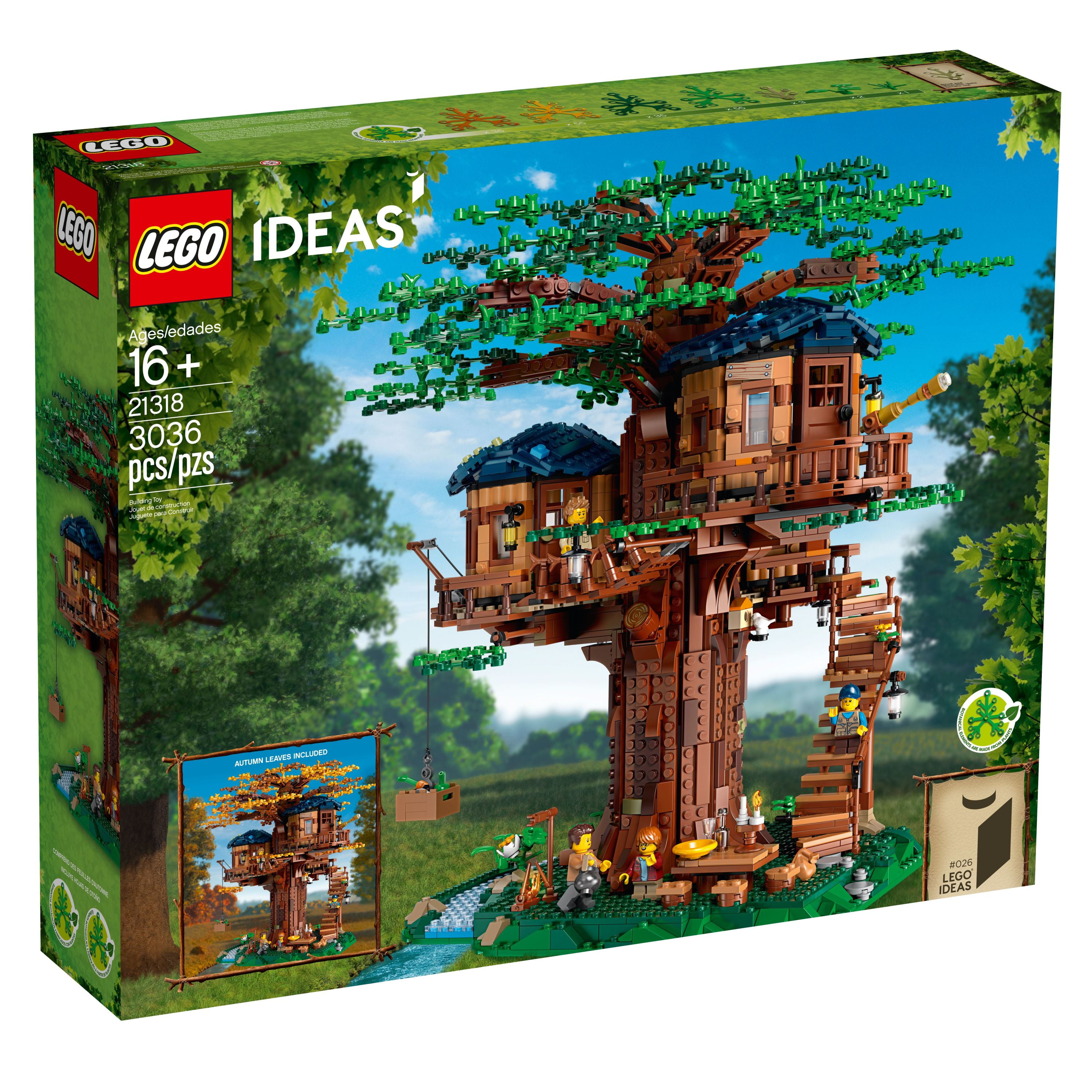 LEGO Ideas Tree House Model Construction Set for 16 Plus Year Olds with 3 Cabins, Interchangeable Leaves, Minifigures a Figure -