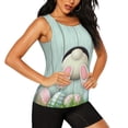 thumbnail image 2 of Easygdp White Bunny Bottom And Easter Eggs Women's Workout Tank Top, Running Top, Hiking Shirt, Quick-Dry for Running, Yoga, Hiking -, 2 of 9