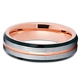 thumbnail image 2 of 6mm Rose Gold Tungsten Carbide Wedding Ring Silver Brushed Finish Beveled Edges Unisex Band 10, 2 of 3