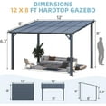 thumbnail image 6 of YODOLLA 8' x 12' Hardtop Gazebo Outdoor Aluminum Pergola ​For Garden, Patio, Backyard-​Dark Grey, 6 of 8