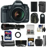 Canon EOS 5D Mark III Digital SLR Camera with EF 24-105mm L IS USM Lens with 500mm Telephoto Lens + 64GB Card + Grip + Battery & Charger + Backpack + Monopod Kit