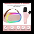 thumbnail image 2 of Mini MáQuina de Karaoke, Juego de Altavoces Bluetooth PortáTil con 2 MicróFonos InaláMbricos con Luces LED (Rosa), 2 of 7