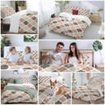 thumbnail image 5 of 3 Piece Ombre Brown Geometric Plaid Retro Abstract Morocco Gingham Duvet Cover Set Queen Size,Microfiber Comforter/Quilt Cover with Corner Ties and 2 Pillowcases,Soft Bedding with Zipper Closure, 5 of 8