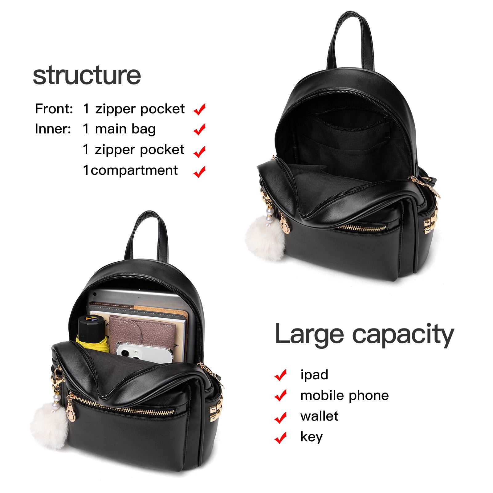 Cheruty Mini Backpack Women Leather Small Backpack Purse for Teen Girl  Travel Backpack Cute School Bookbags Ladies Satchel Bags Gray