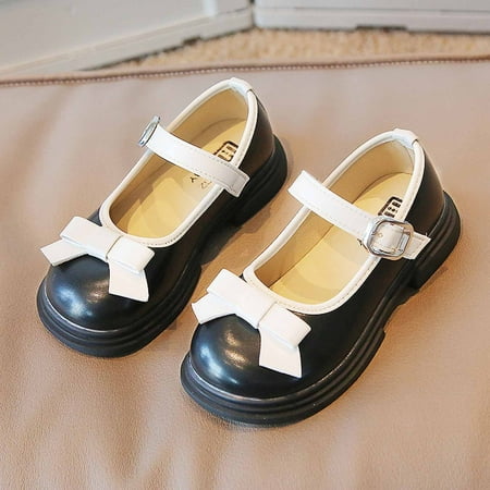 

Juebong Baby Girl Children s Soft-soled Small Leather Shoes Princess Shoes Thick Bottom Casual Shoes Black 4-5 Years