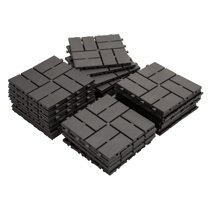 Domi Plastic Interlocking Deck Tiles, 36 Pieces One Pack, 12"x12" Waterproof Outdoor Flooring All Weather Use Decking Tiles for Shed Floor Porch Poolside Garden Backyard, Dark Gray