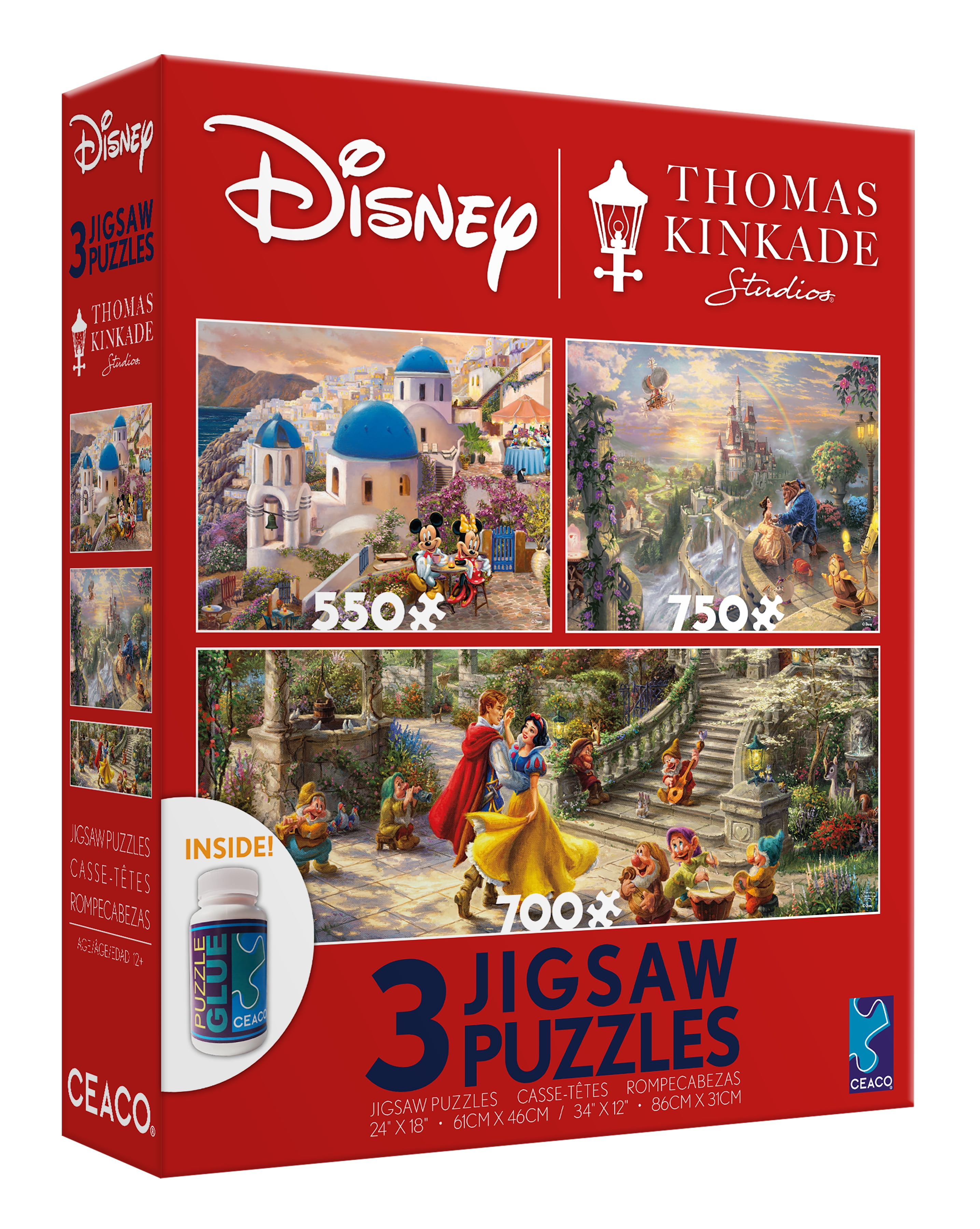 Ceaco - Thomas Kinkade - Disney Snow White - Three Interlocking Jigsaw Puzzles