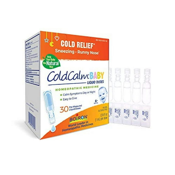 Boiron ColdCalm Baby Single-Use Drops for Relief from Cold Symptoms of Sneezing, Runny Nose, and Nasal Congestion - Sterile and Non-Drowsy Liquid Doses - 30 Count