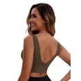 thumbnail image 2 of Unique Bargains Women's V Back Wide Straps Sports Bra M Brown, 2 of 6