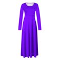thumbnail image 4 of Dwaogom Women's Solid Colorful Long Dress Long Sleeve Round-Neck Long Dresses Plus Size Dress V Neck Flowy Midi Dresses Clubs Dresses, 4 of 5