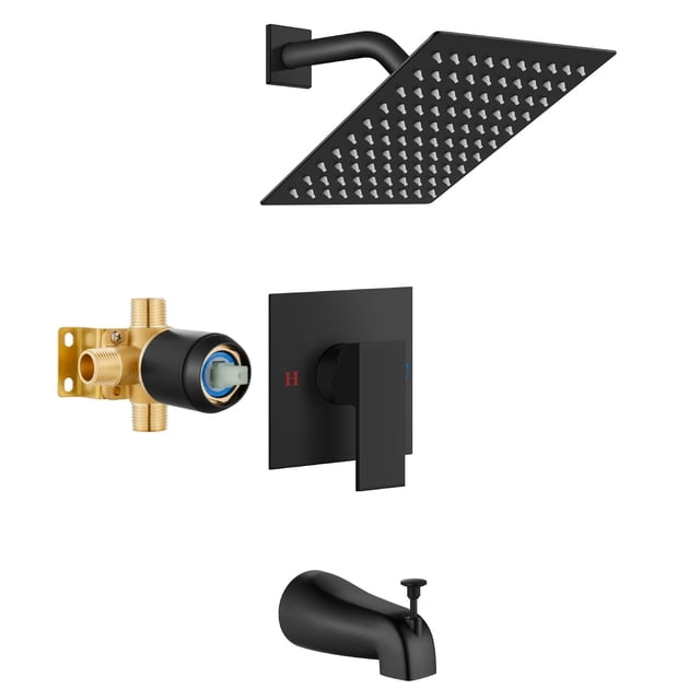 Set de grifos de ducha Airuida con caño para bañera, color negro mate