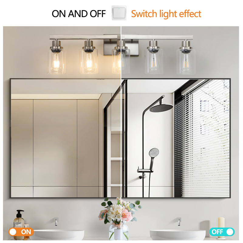 31" Modern 5-Light Bathroom Vanity Light with Clear Glass Shades, Brushed Nickel Wall Fixture for Mirror, Dressing Room, or Sink Area (Bulbs Not Included)