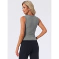 thumbnail image 4 of DARING DIVA Women's Scoop Neck Sleeveless Fitted Cotton Layering Tank Top XS Grey, 4 of 7
