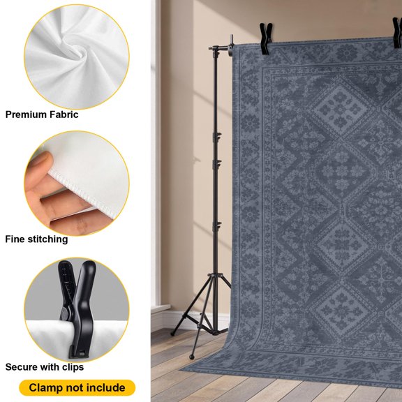 Photography Backdrop Blue Damask Tile Photo Background 6x8ft,Portrait Photo Props Booth Background Photoshoot Studio, Vintage Geometric Lattice Photography Backdrops for Video Party